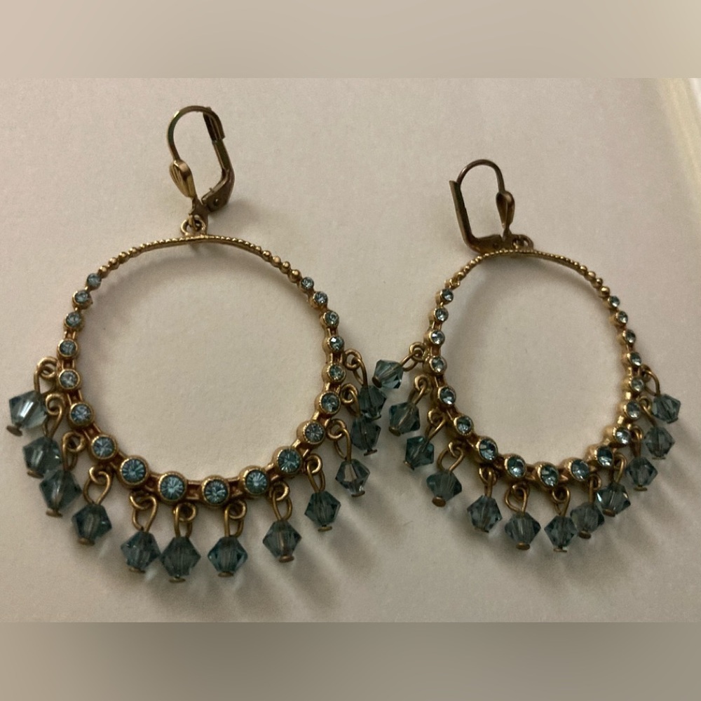 CATHERINE POPESCO La Vie Parisienne Gold Hoop Beaded Crystal Earrings - Picture 9 of 9
